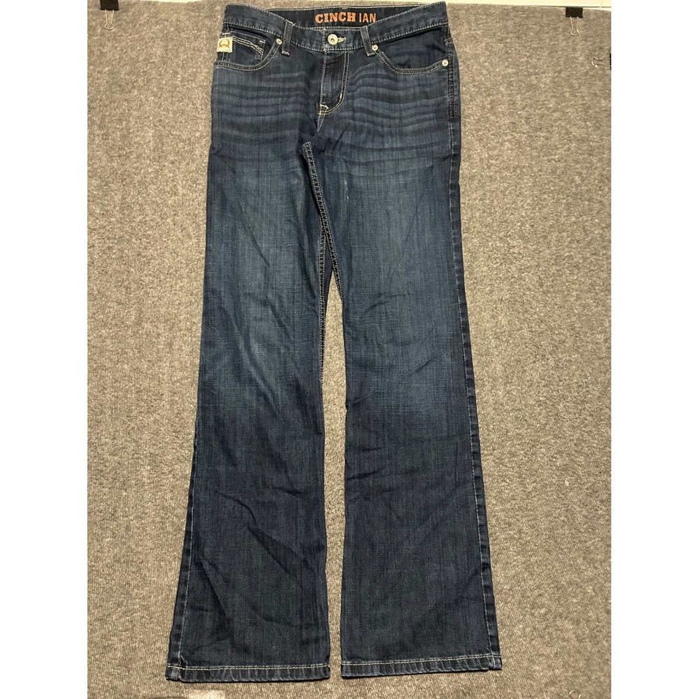 Cinch Ian Mens Slim Bootcut Jeans Blue Wash MB65436001 fit 32X33 (tag 30X34) - Picture 2 of 8
